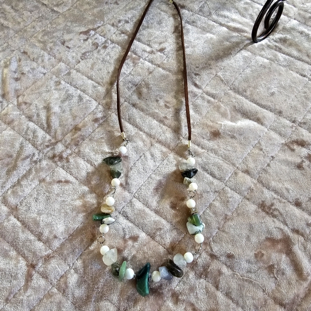 Gemstone and Leather necklace